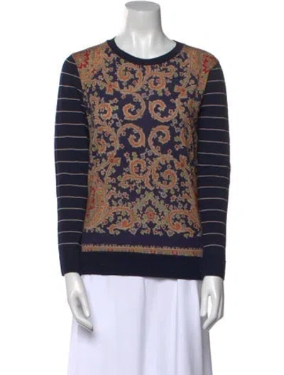 Pre-owned Etro Wool Printed Top In Blue