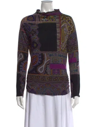 Pre-owned Etro Wool Printed Top In Purple