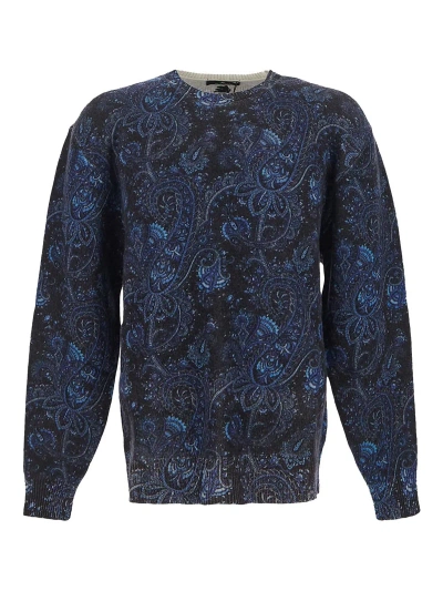 Etro Wool Pullover In Blue