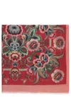 Etro Paisley Floral Wool Scarf With Fringed Edges In Red