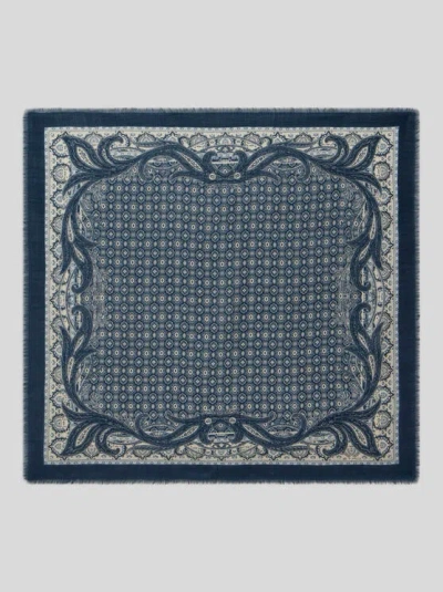 Etro , Wool Scarf With Tie Motif, Man, Blue