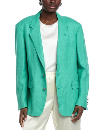 Etro Wool, Silk & Linen-blend Blazer In Green