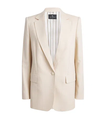 Etro Wool Single-breasted Blazer In Neutral