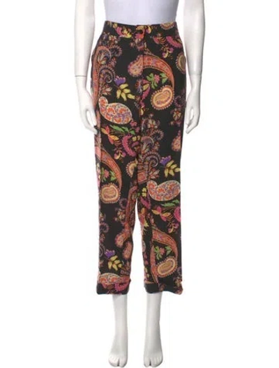 Pre-owned Etro Wool Straight Leg Pants In Black