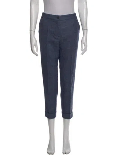 Pre-owned Etro Wool Straight Leg Pants In Blue
