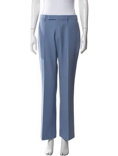 Pre-owned Etro Wool Straight Leg Pants In Blue
