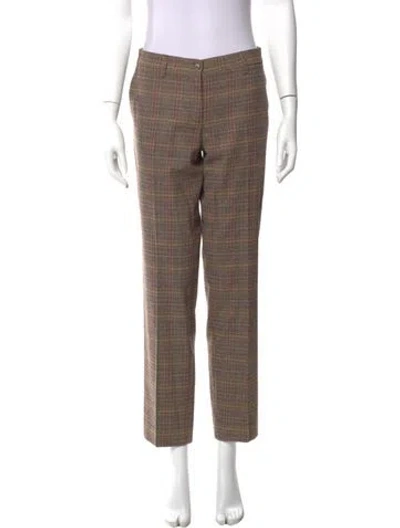 Pre-owned Etro Wool Straight Leg Pants In Brown
