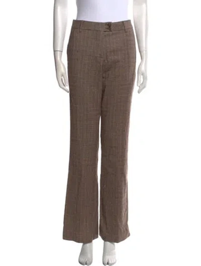 Pre-owned Etro Wool Straight Leg Pants In Brown