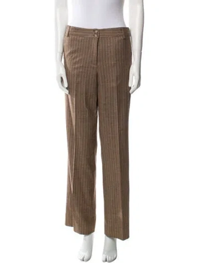 Pre-owned Etro Wool Straight Leg Pants In Brown