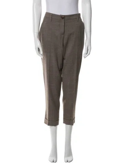 Pre-owned Etro Wool Straight Leg Pants In Brown