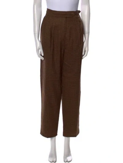 Pre-owned Etro Wool Straight Leg Pants In Brown