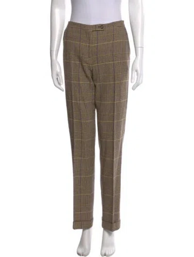 Pre-owned Etro Wool Straight Leg Pants In Brown