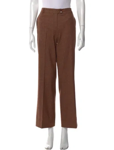 Pre-owned Etro Wool Straight Leg Pants In Brown
