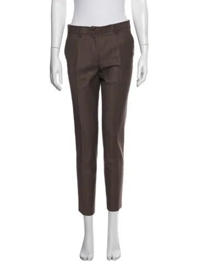 Pre-owned Etro Wool Straight Leg Pants In Brown