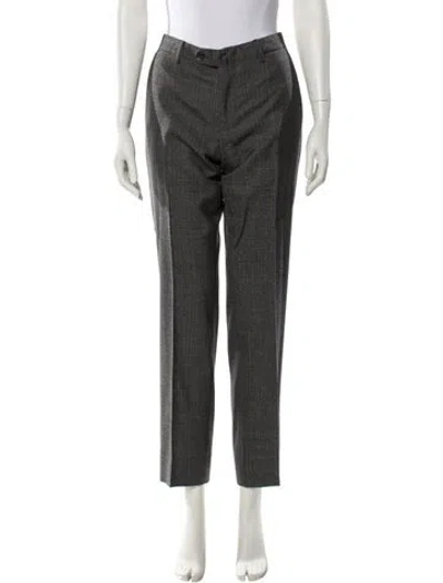 Pre-owned Etro Wool Straight Leg Pants In Gray