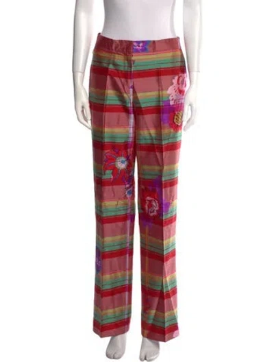 Pre-owned Etro Wool Straight Leg Pants In Pink