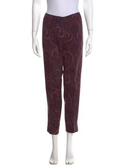 Pre-owned Etro Wool Straight Leg Pants In Purple