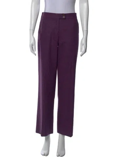 Pre-owned Etro Wool Straight Leg Pants In Purple