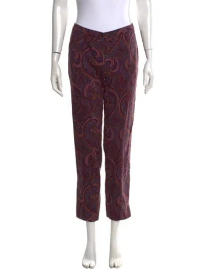 Pre-owned Etro Wool Straight Leg Pants In Purple