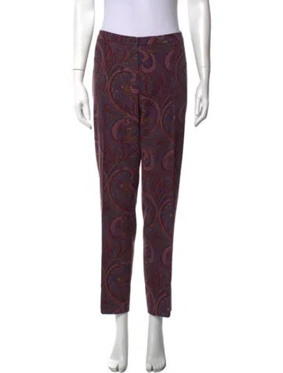 Pre-owned Etro Wool Straight Leg Pants In Purple