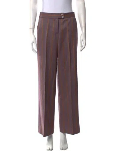 Pre-owned Etro Wool Straight Leg Pants In Purple