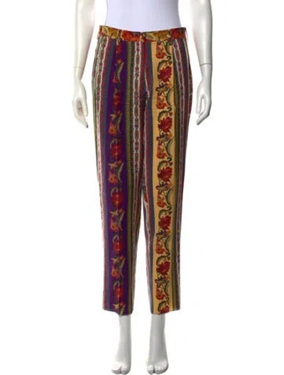 Pre-owned Etro Wool Straight Leg Pants In Yellow