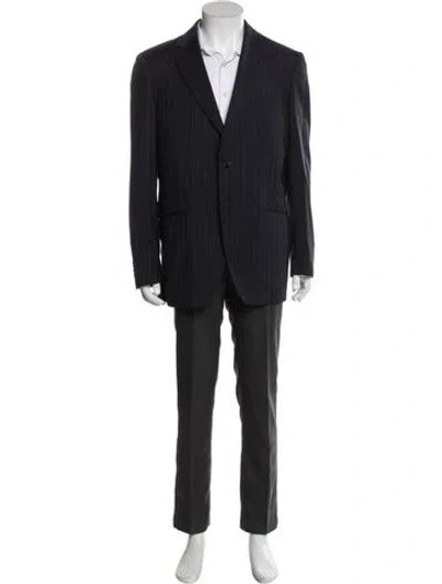 Pre-owned Etro Wool Striped Blazer In Blue