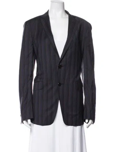 Pre-owned Etro Wool Striped Blazer In Blue