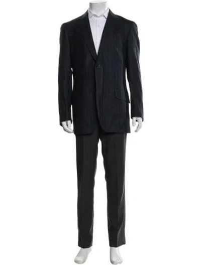 Pre-owned Etro Wool Striped Blazer In Blue