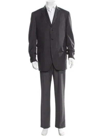 Pre-owned Etro Wool Striped Blazer In Gray