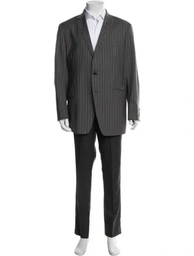 Pre-owned Etro Wool Striped Blazer In Gray