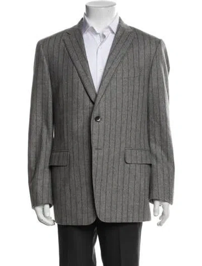 Pre-owned Etro Wool Striped Coat In Gray