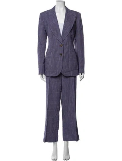 Pre-owned Etro Wool Striped Pantsuit In Purple