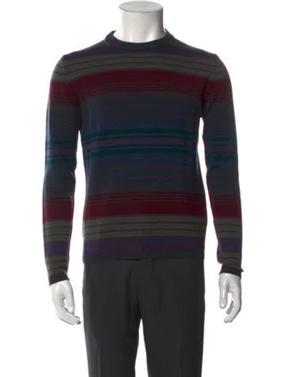 Pre-owned Etro Wool Striped Pullover In Blue