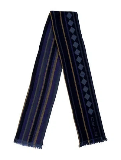 Pre-owned Etro Wool Striped Stole In Blue