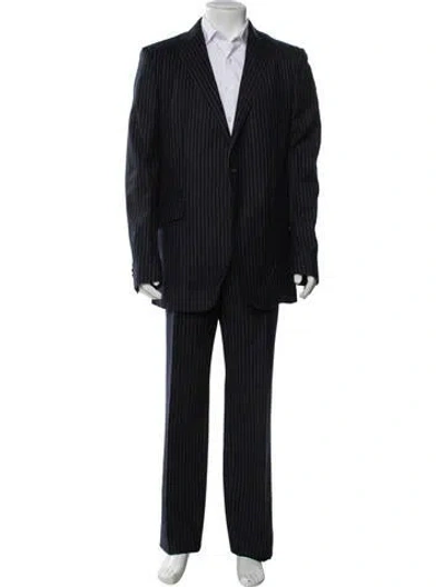 Pre-owned Etro Wool Striped Two-piece Blazer In Blue