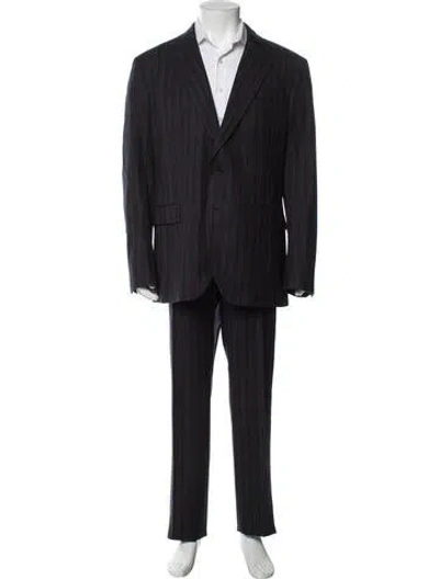 Pre-owned Etro Wool Striped Two-piece Suit In Black
