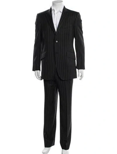 Pre-owned Etro Wool Striped Two-piece Suit In Black