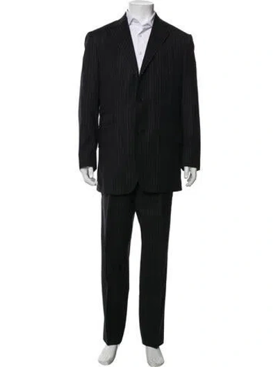 Pre-owned Etro Wool Striped Two-piece Suit In Black