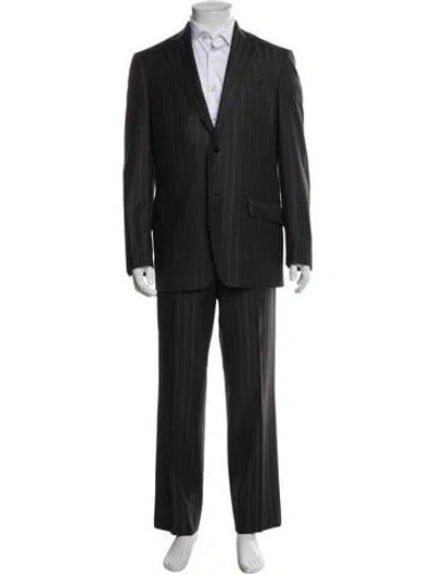 Pre-owned Etro Wool Striped Two-piece Suit In Blue
