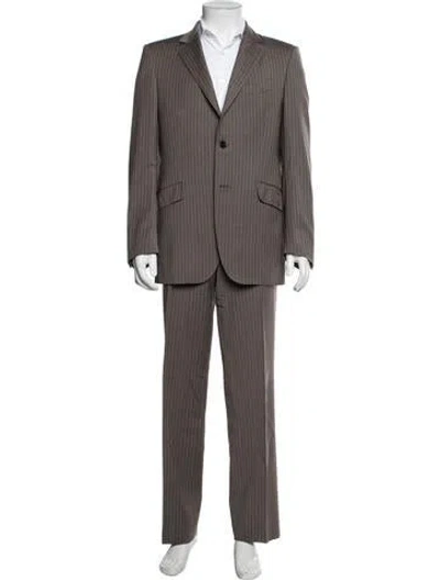 Pre-owned Etro Wool Striped Two-piece Suit In Brown