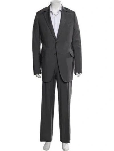 Pre-owned Etro Wool Striped Two-piece Suit In Gray