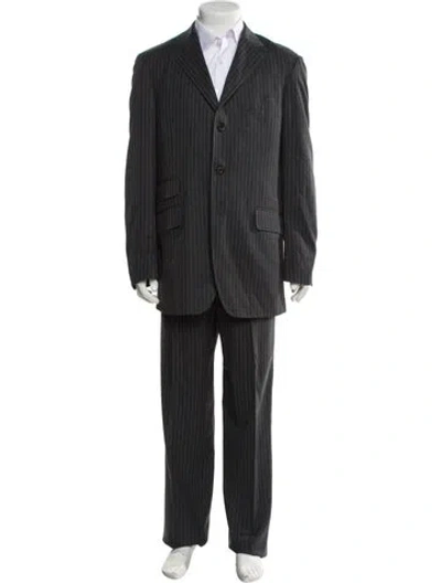 Pre-owned Etro Wool Striped Two-piece Suit In Gray