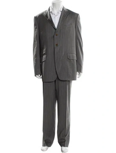 Pre-owned Etro Wool Striped Two-piece Suit In Gray