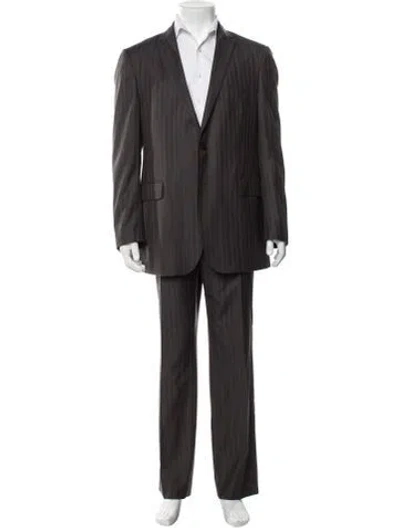 Pre-owned Etro Wool Striped Two-piece Suit In Grey