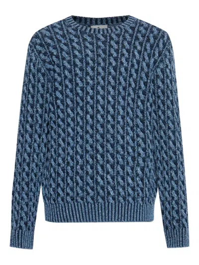 Etro 3d Weave Wool Sweater In Blue