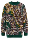 Etro Patterned Jacquard Wool Sweater With Dropped Shoulders In Multi