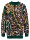 Etro Patterned Jacquard Wool Sweater With Dropped Shoulders In Multi