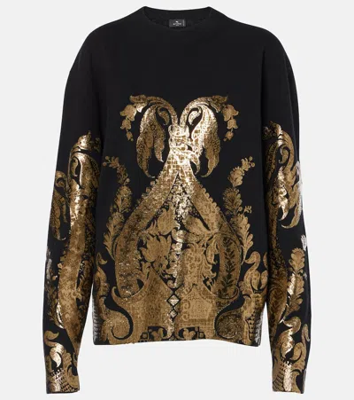 Etro Paisley Wool Sweater In Black
