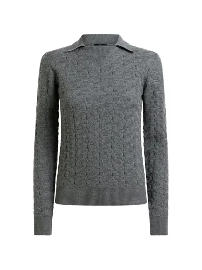 Etro Wool Sweater With Collar And Paisley Detailing In Brown